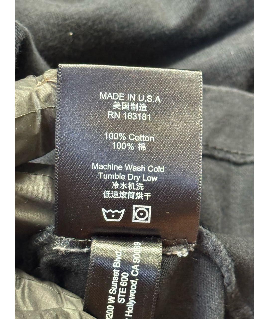 RHUDE Черная хлопковая футболка, фото 8