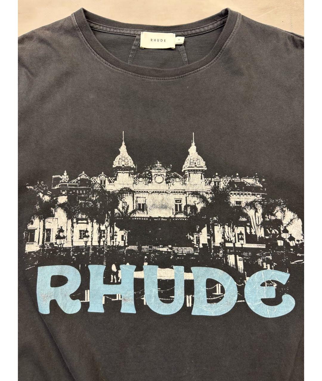 RHUDE Черная хлопковая футболка, фото 2