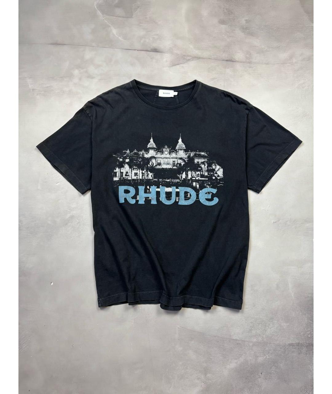 RHUDE Черная хлопковая футболка, фото 9