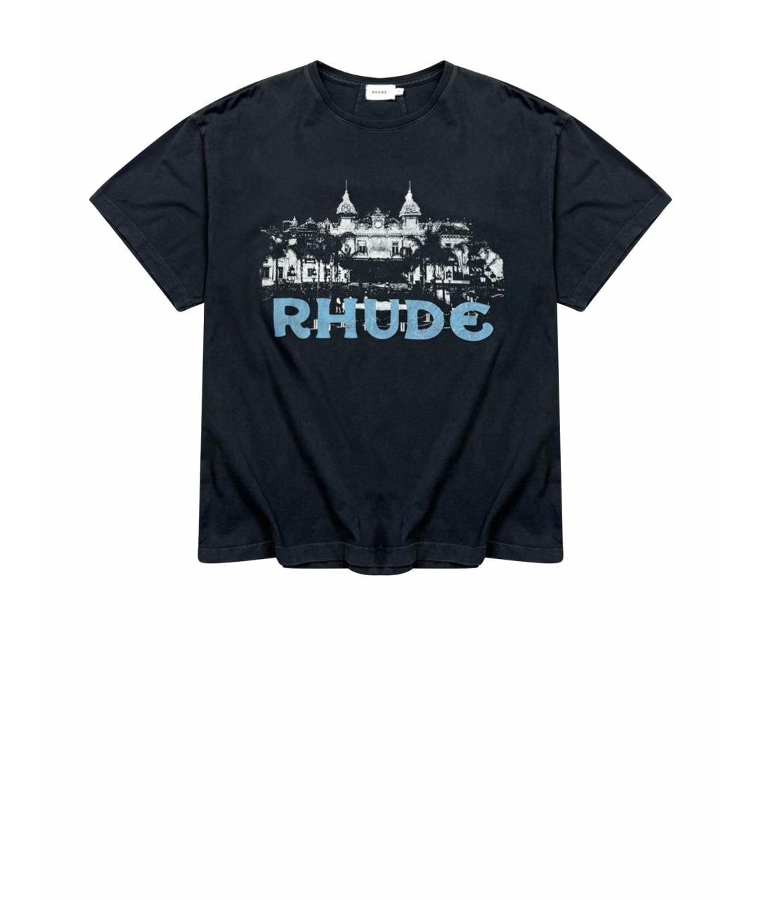 RHUDE Черная хлопковая футболка, фото 1