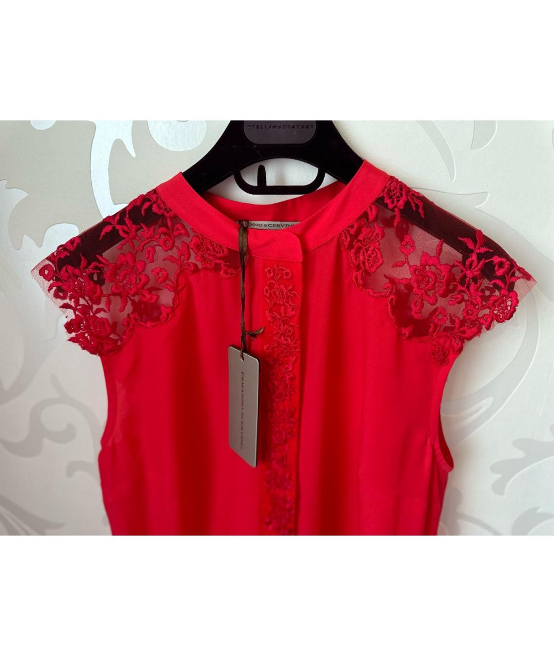 ERMANNO SCERVINO Красное кружевное коктейльное платье, фото 8
