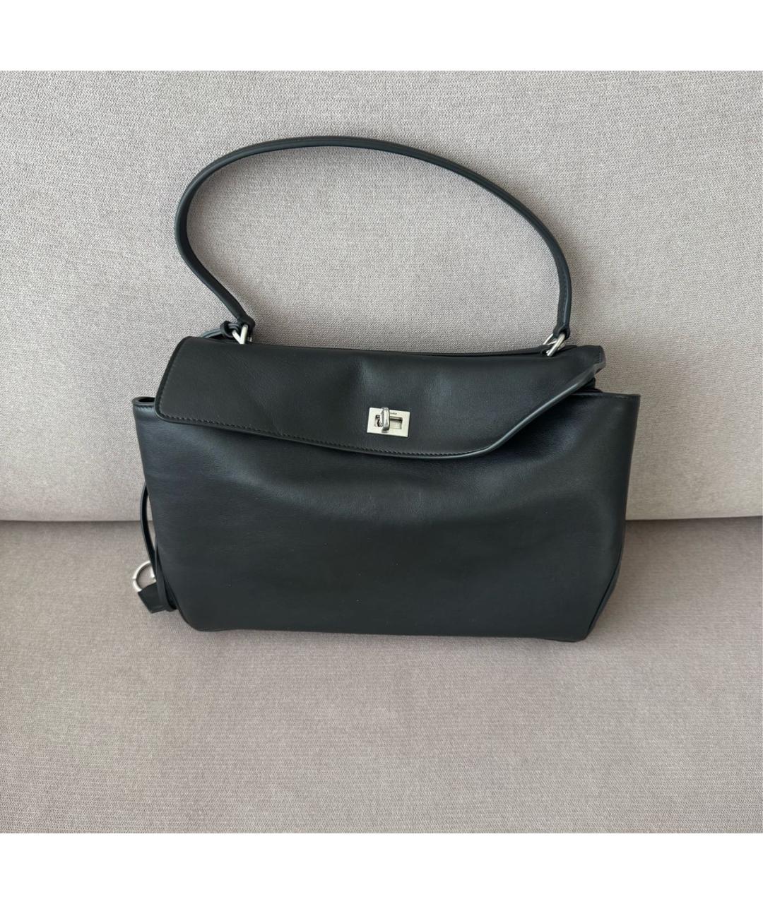 BALENCIAGA Черная кожаная сумка через плечо, фото 2