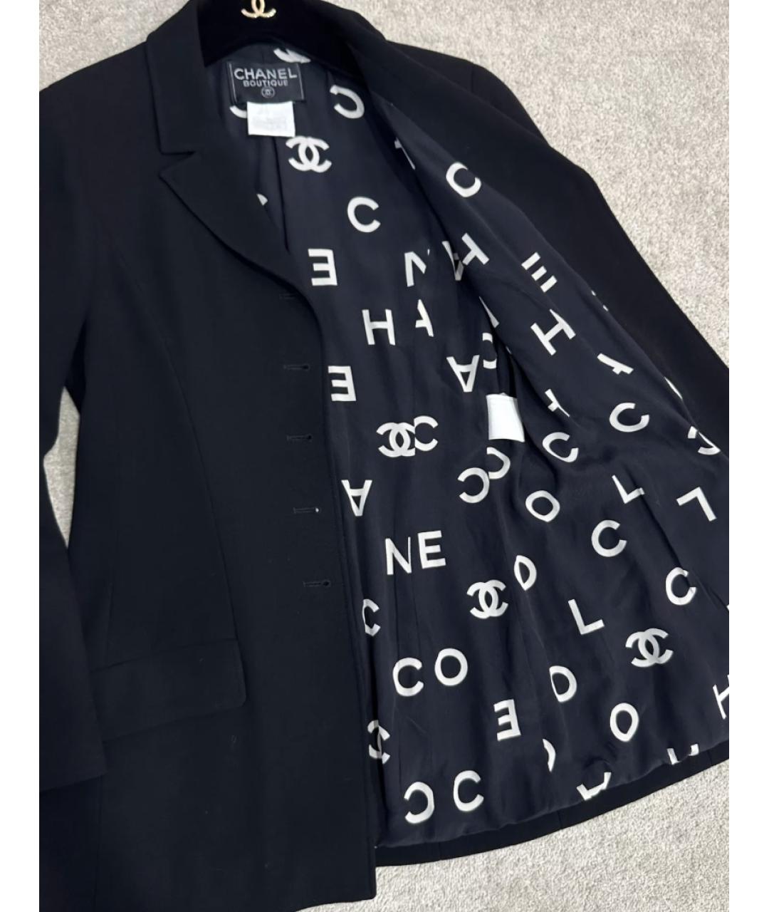 CHANEL Черный шерстяной жакет/пиджак, фото 2