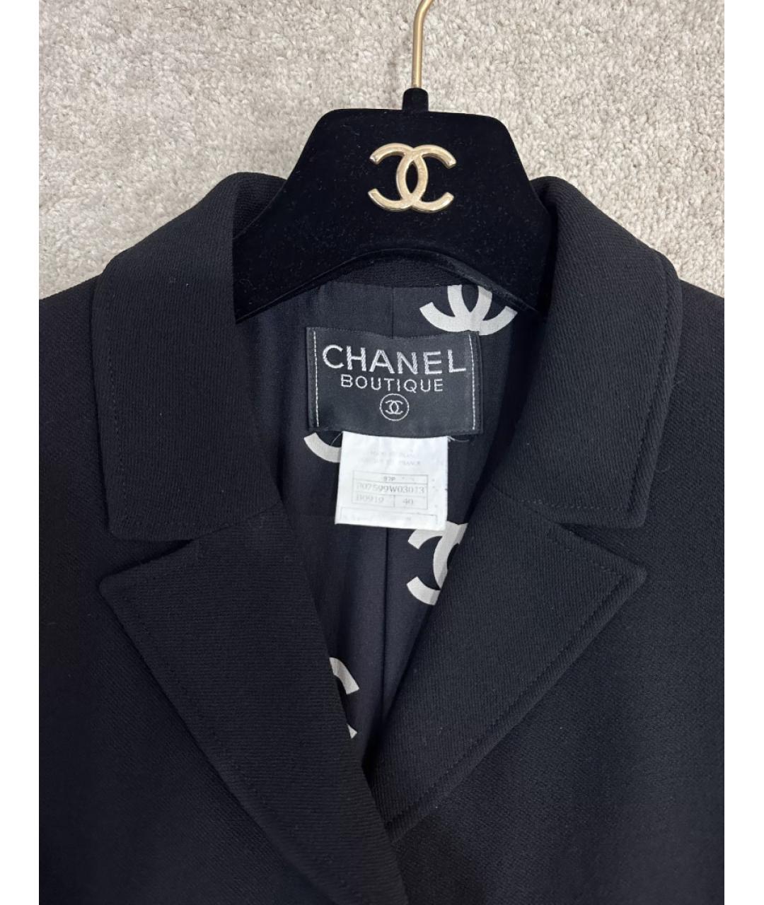 CHANEL Черный шерстяной жакет/пиджак, фото 3