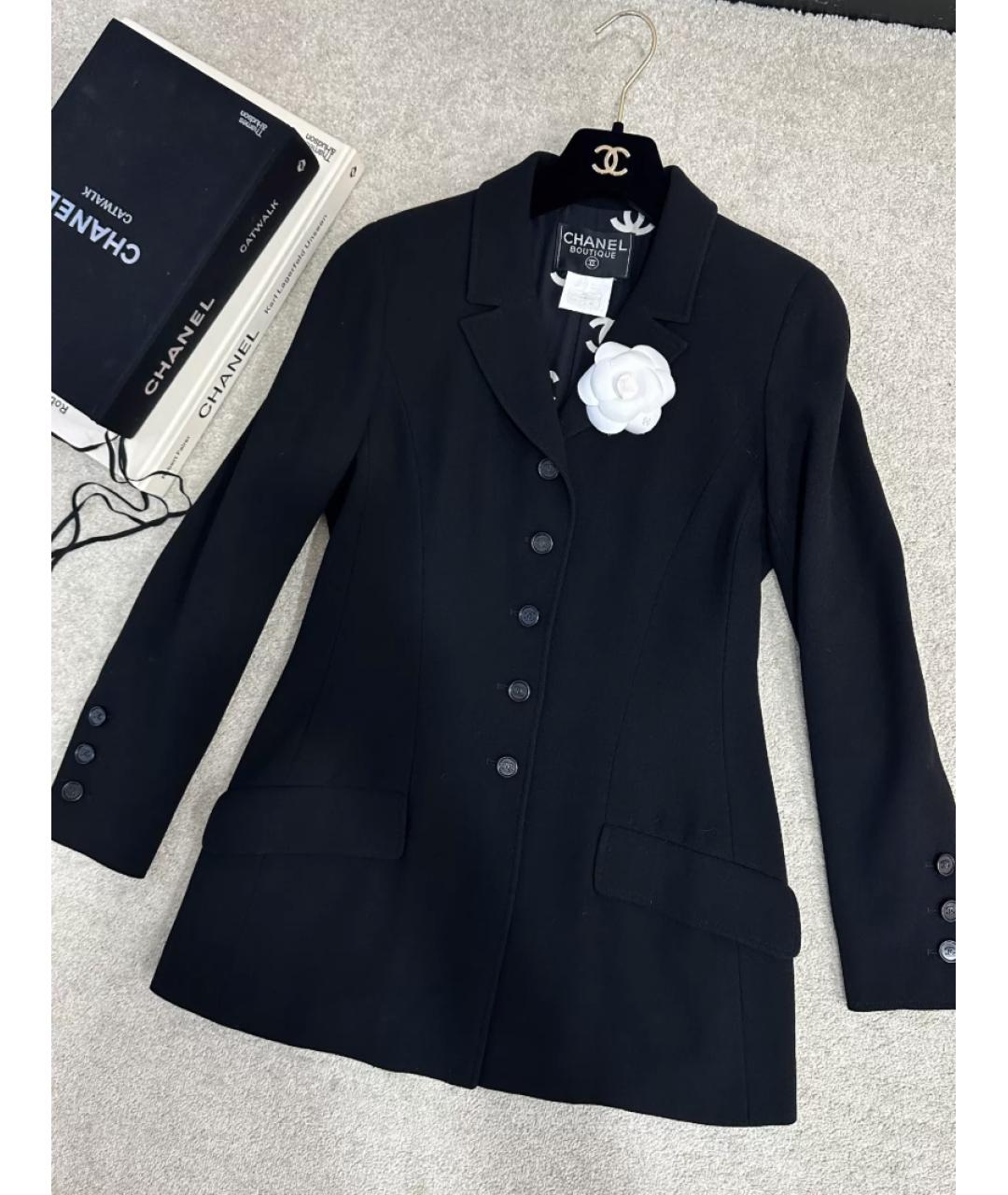 CHANEL Черный шерстяной жакет/пиджак, фото 7