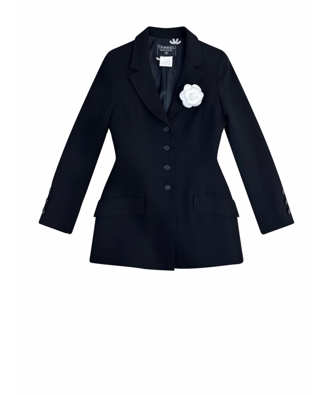 CHANEL Черный шерстяной жакет/пиджак, фото 1