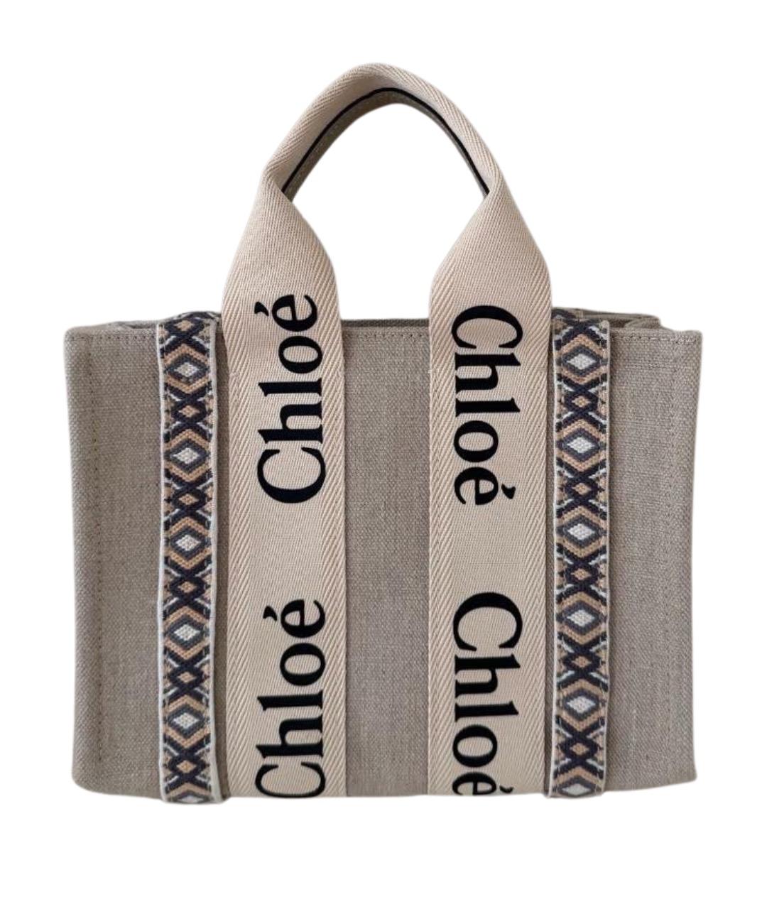 CHLOE Бежевая тканевая пляжная сумка, фото 1