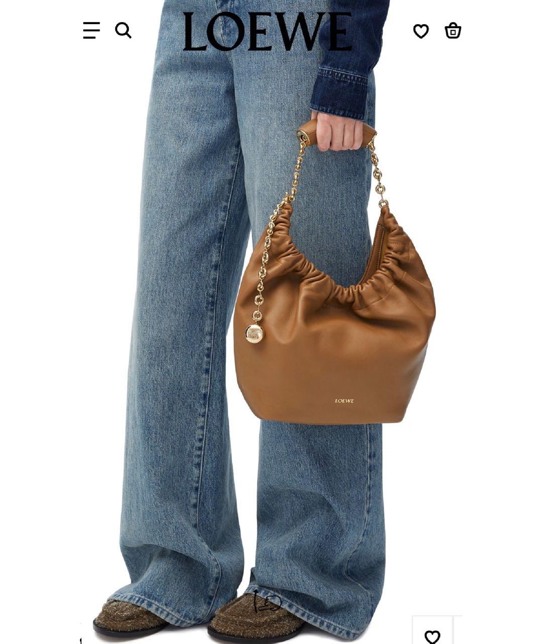 LOEWE Коричневая кожаная сумка через плечо, фото 7