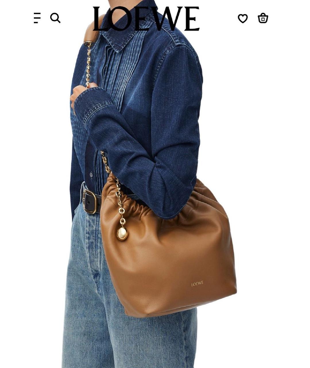 LOEWE Коричневая кожаная сумка через плечо, фото 8