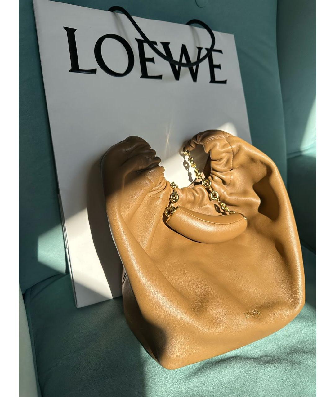 LOEWE Коричневая кожаная сумка через плечо, фото 2