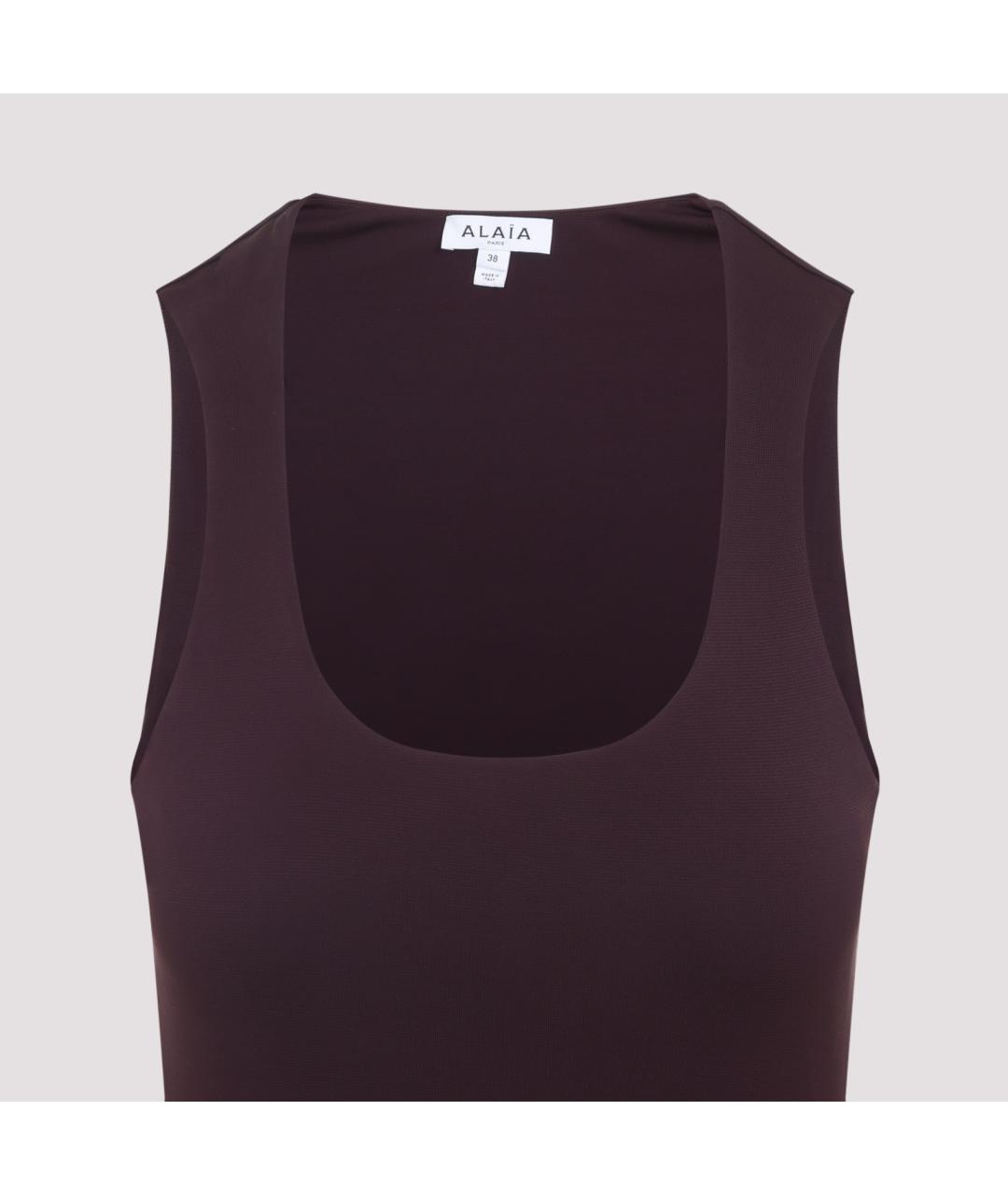 ALAIA Бордовое вискозное повседневное платье, фото 5