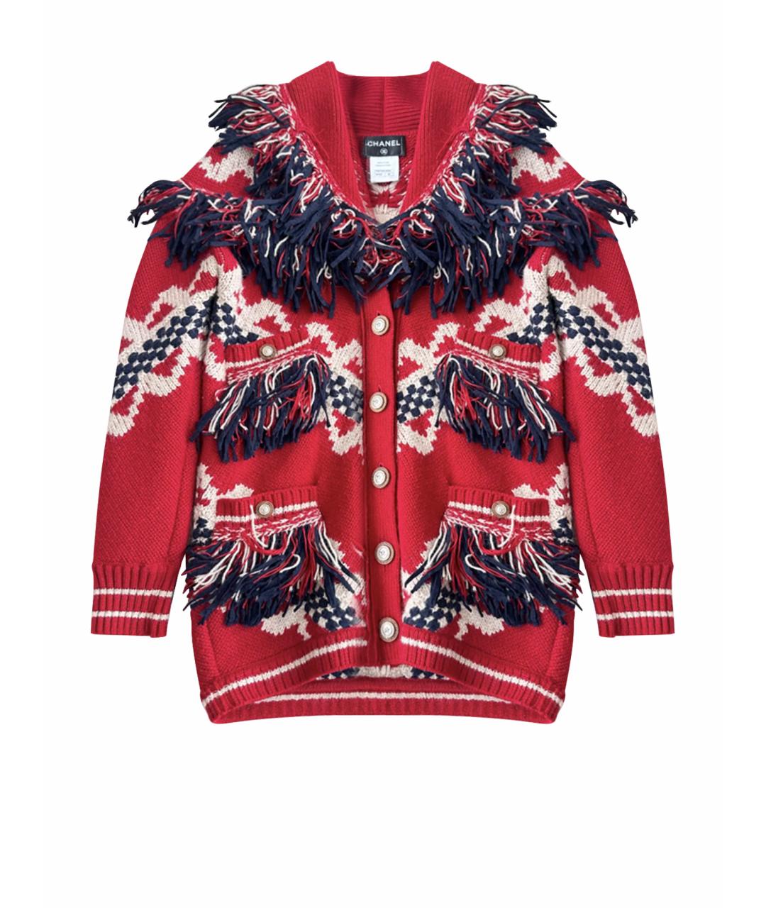 CHANEL Красный шерстяной кардиган, фото 1