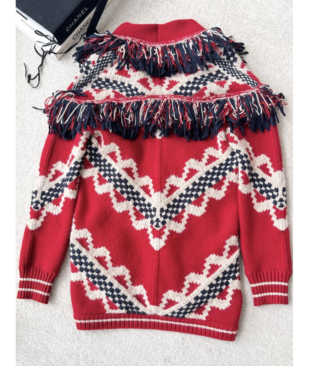 CHANEL Красный шерстяной кардиган, фото 5