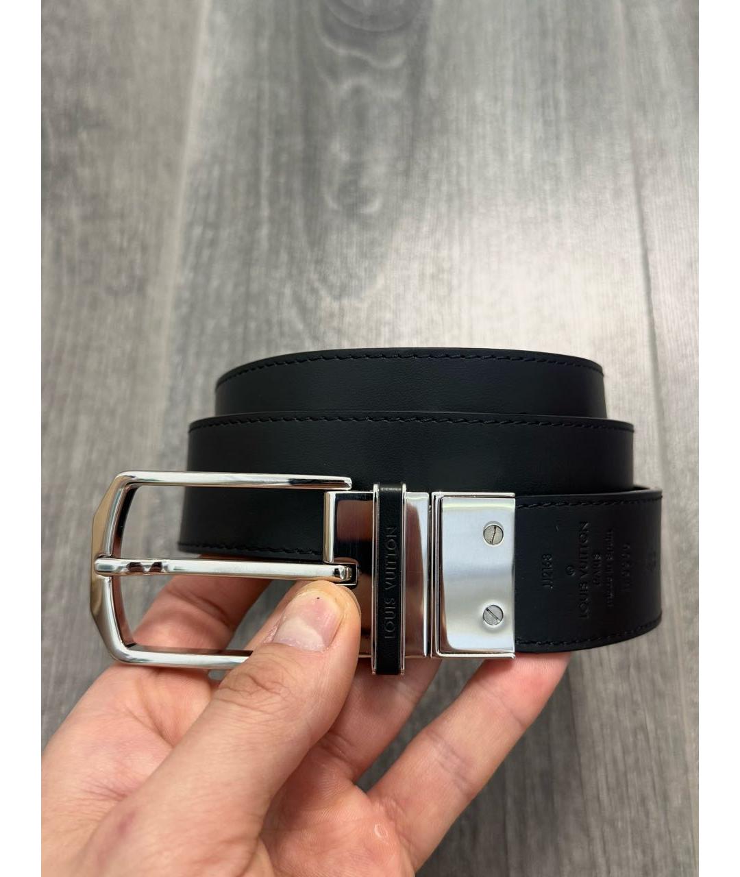 LOUIS VUITTON Черный кожаный ремень, фото 2