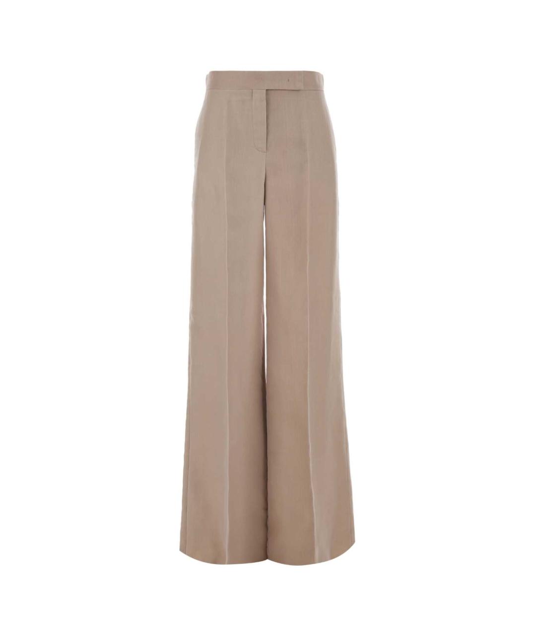 MAX MARA Розовые шелковые прямые брюки, фото 1