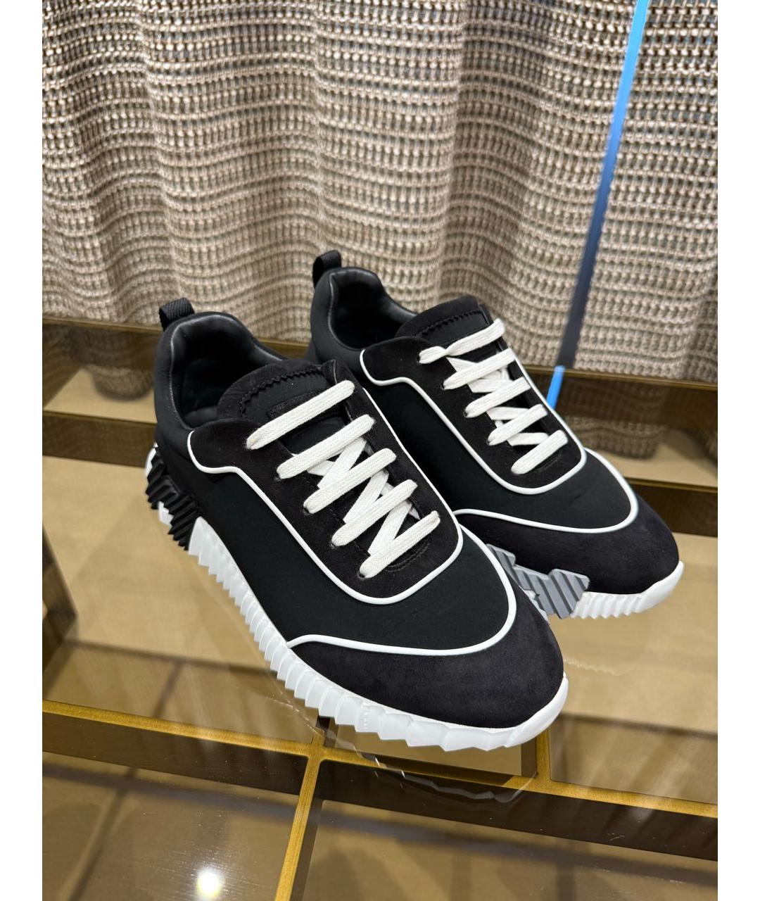 HERMES Черные кожаные кроссовки, фото 2