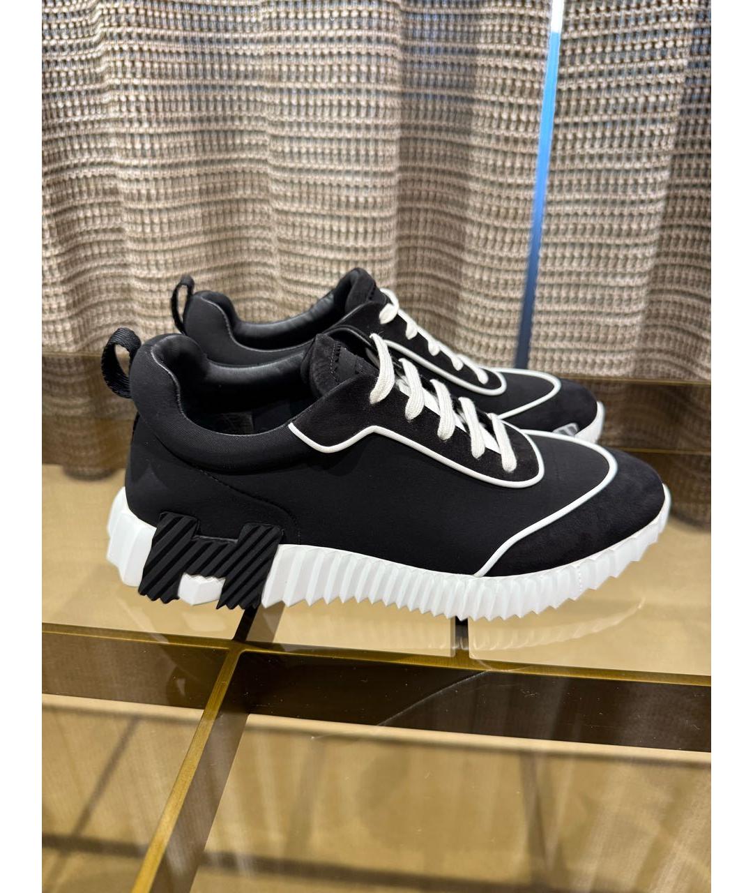 HERMES Черные кожаные кроссовки, фото 6