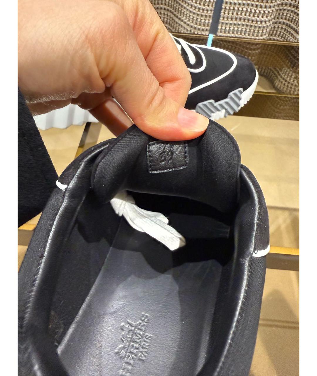 HERMES Черные кожаные кроссовки, фото 5