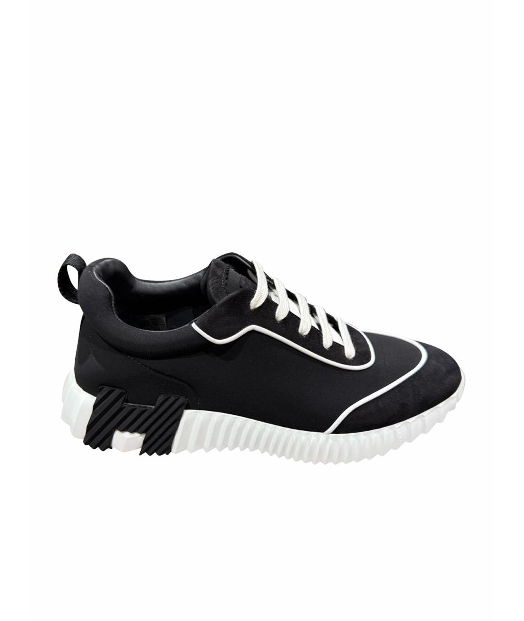 HERMES Черные кожаные кроссовки, фото 1