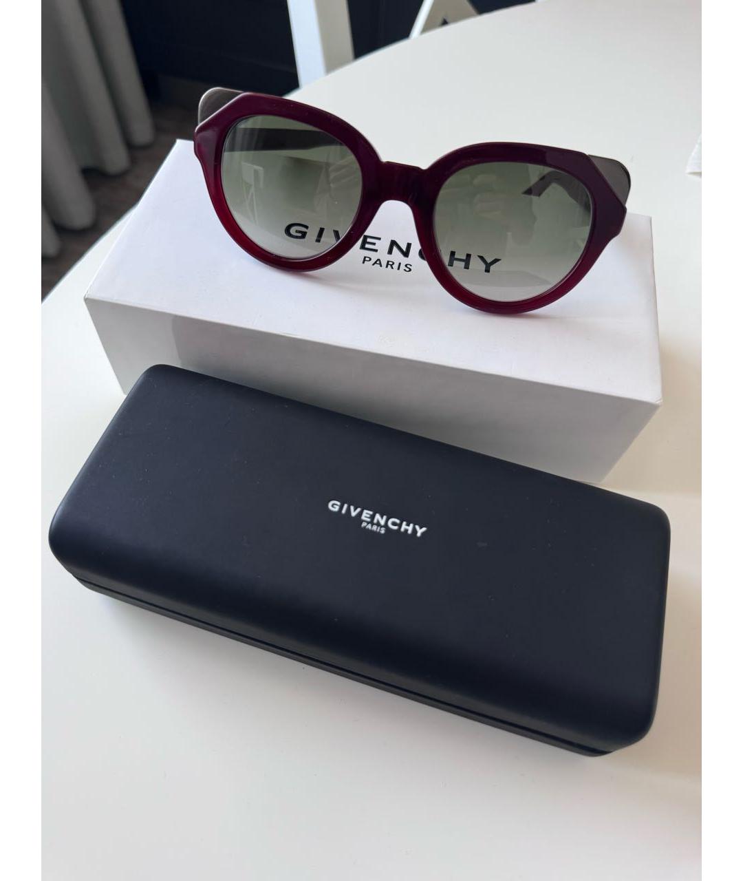 GIVENCHY Бордовые пластиковые солнцезащитные очки, фото 5