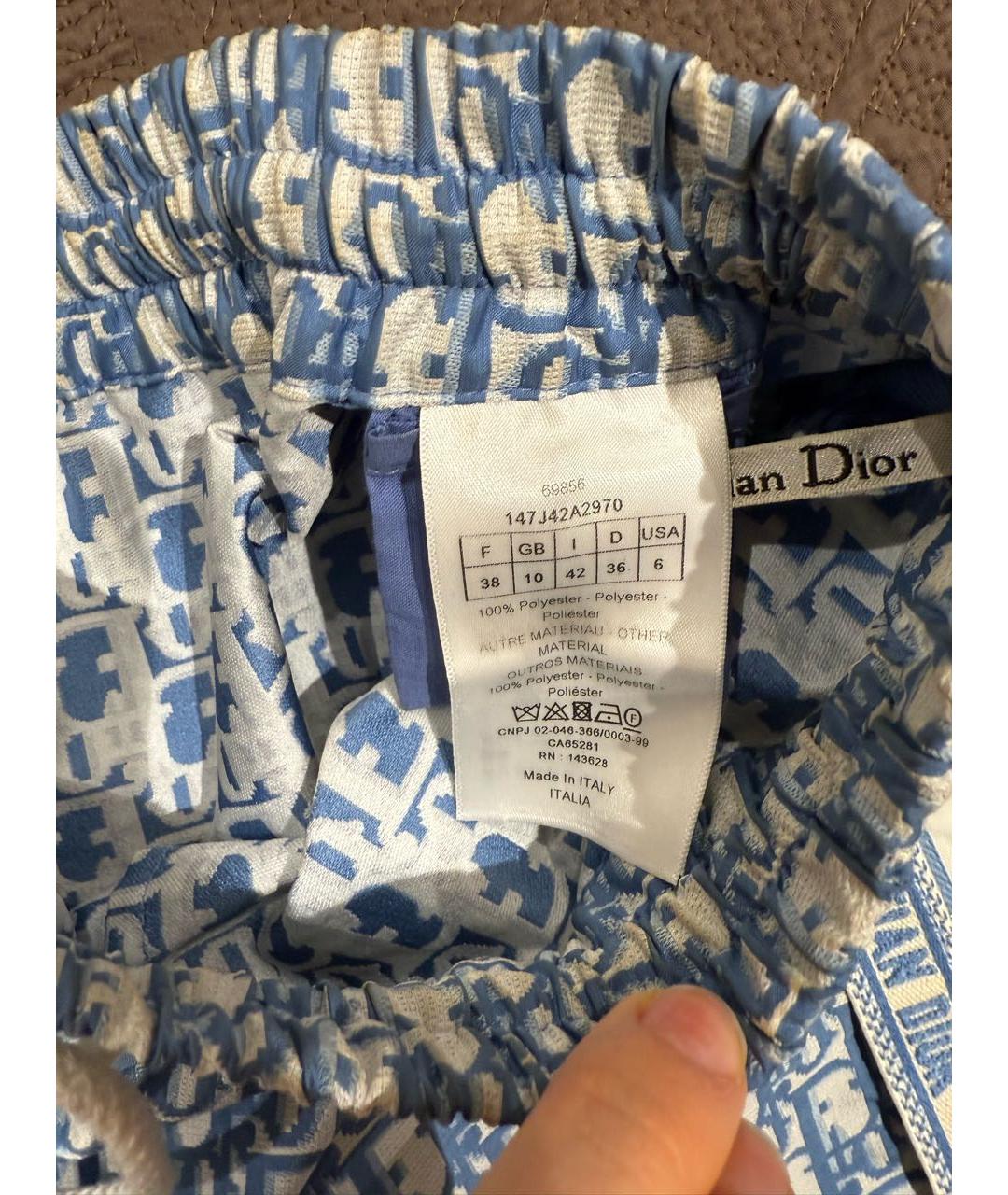 CHRISTIAN DIOR Голубая полиэстеровая юбка мини, фото 3