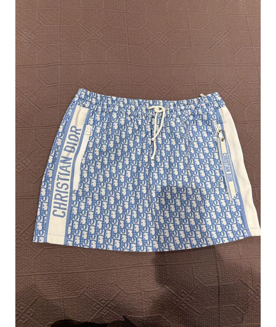 CHRISTIAN DIOR Голубая полиэстеровая юбка мини, фото 5