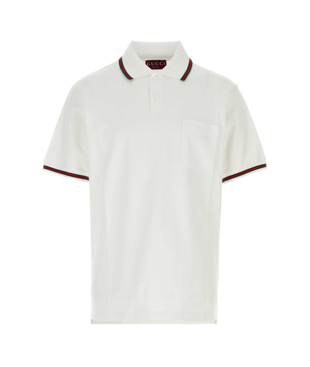 GUCCI Белое хлопковое поло с коротким рукавом, фото 1