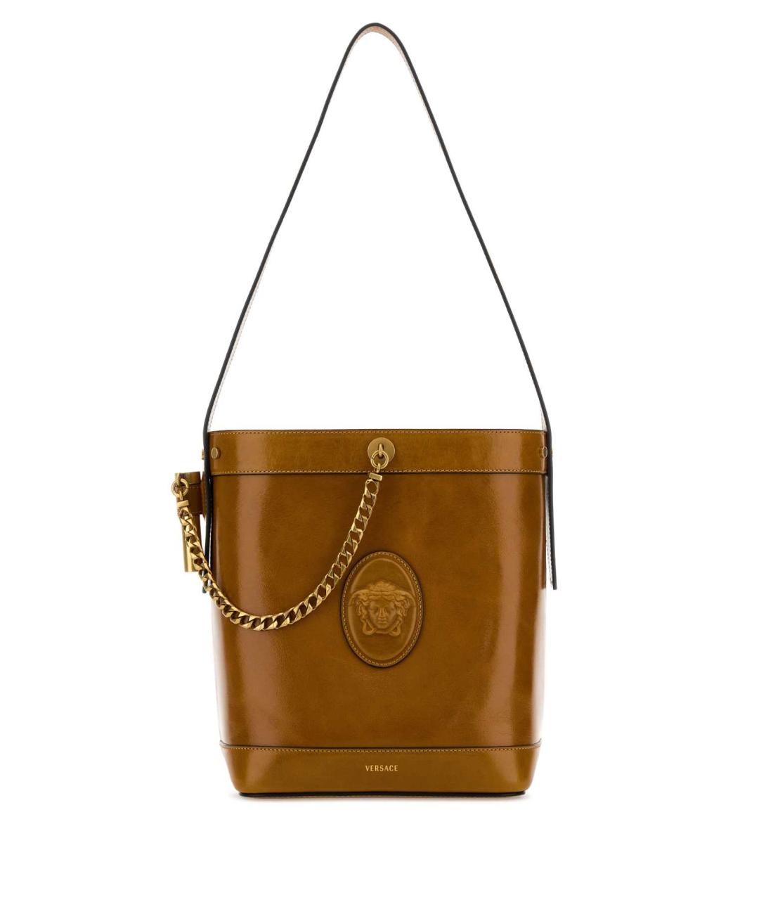 VERSACE Коричневая кожаная сумка через плечо, фото 1