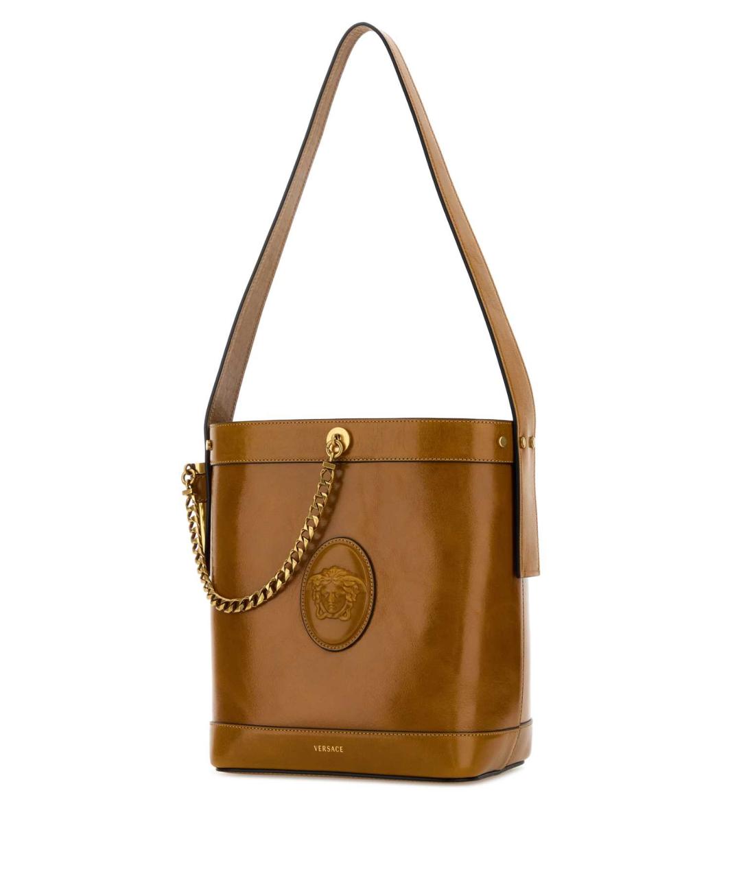 VERSACE Коричневая кожаная сумка через плечо, фото 2
