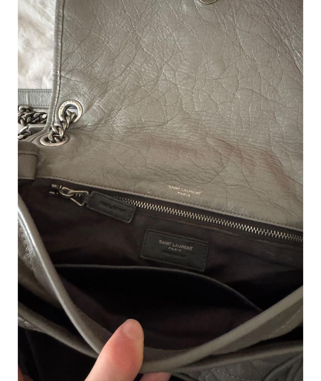 SAINT LAURENT Антрацитовая кожаная сумка через плечо, фото 3