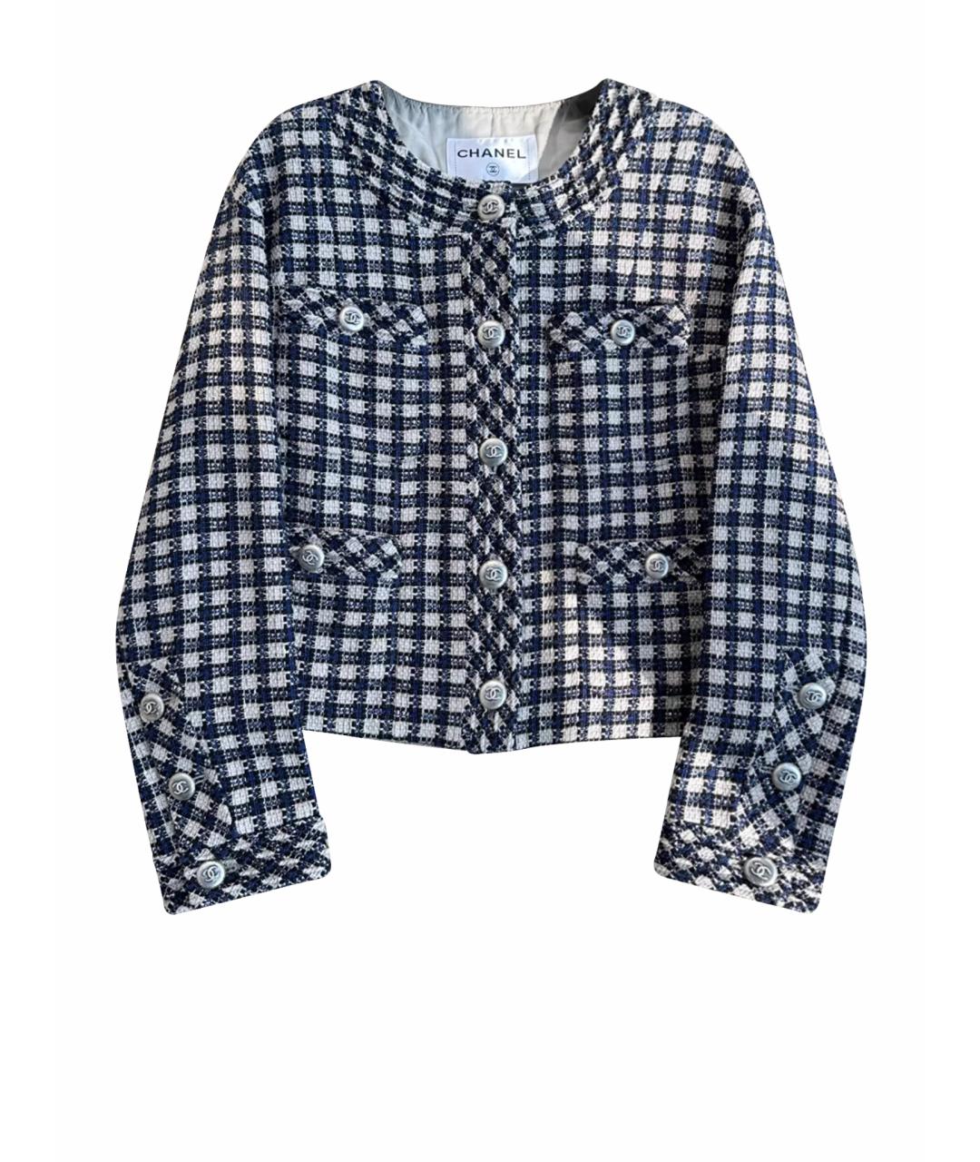 CHANEL Черный твидовый жакет/пиджак, фото 1