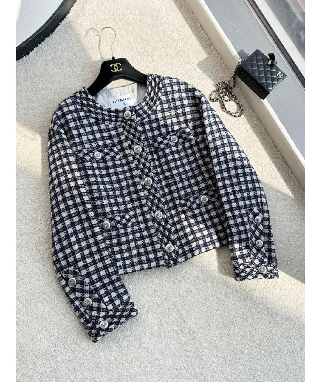 CHANEL Черный твидовый жакет/пиджак, фото 2