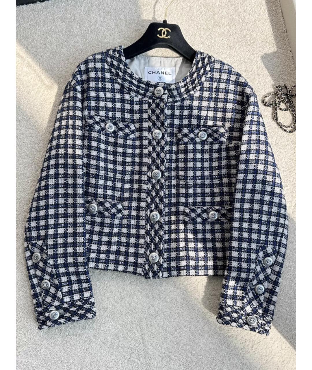 CHANEL Черный твидовый жакет/пиджак, фото 8