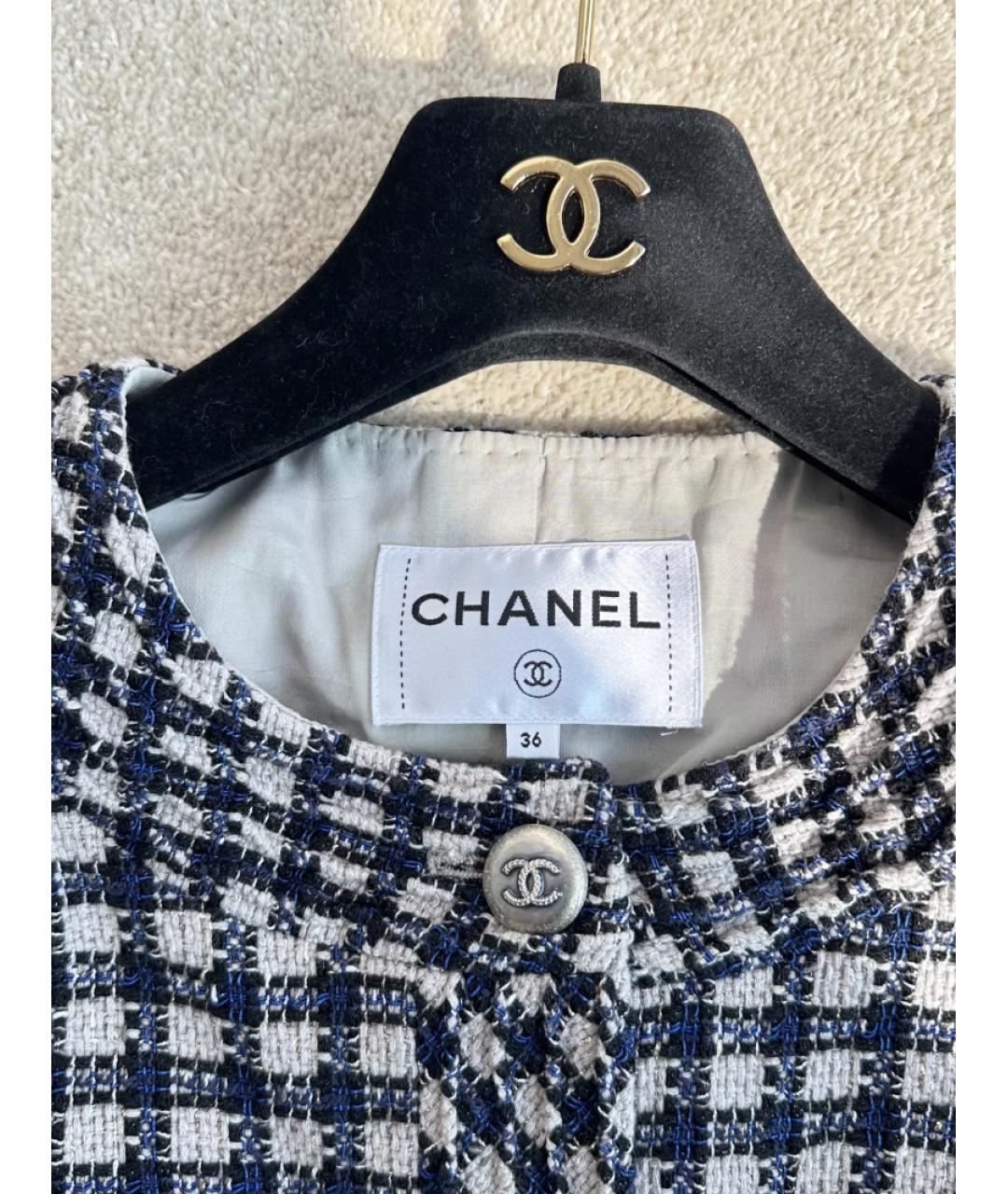 CHANEL Черный твидовый жакет/пиджак, фото 5