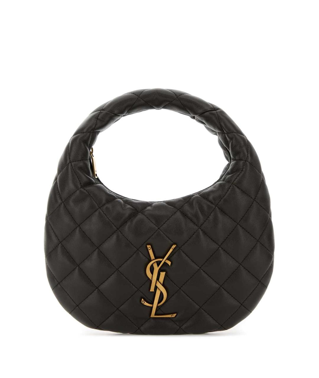 SAINT LAURENT Антрацитовая кожаная сумка с короткими ручками, фото 1