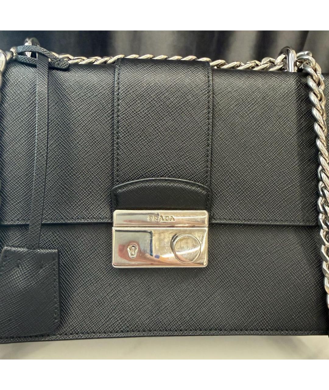 PRADA Черная кожаная сумка с короткими ручками, фото 3