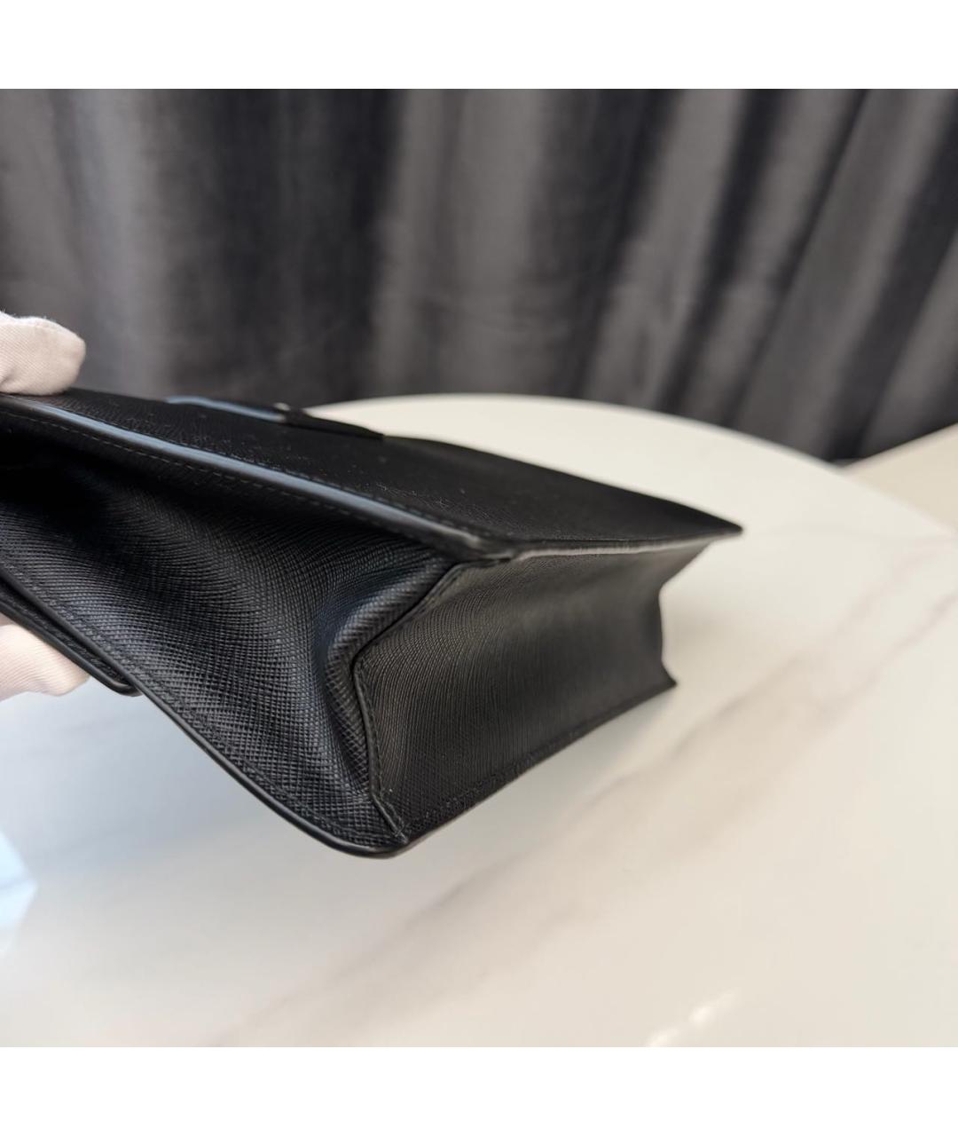 PRADA Черная кожаная сумка с короткими ручками, фото 4