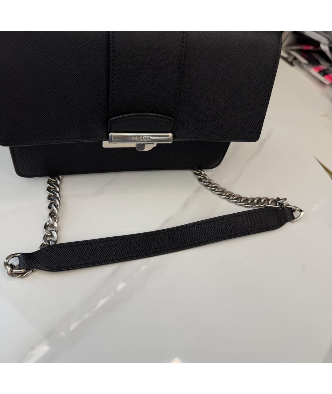 PRADA Черная кожаная сумка с короткими ручками, фото 5
