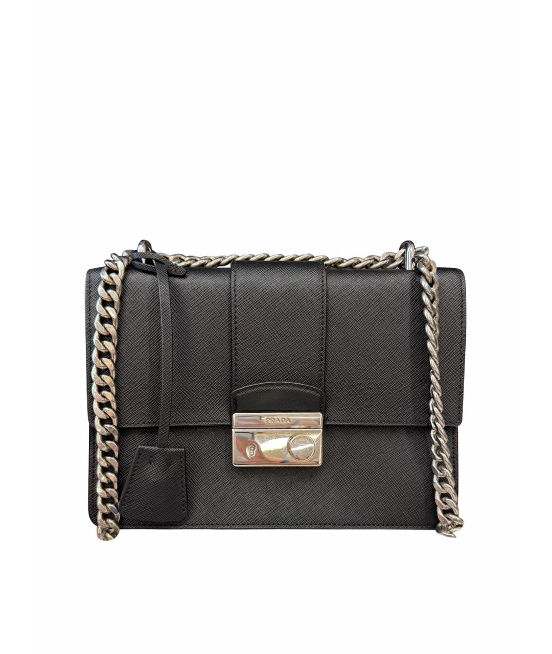 PRADA Черная кожаная сумка с короткими ручками, фото 1