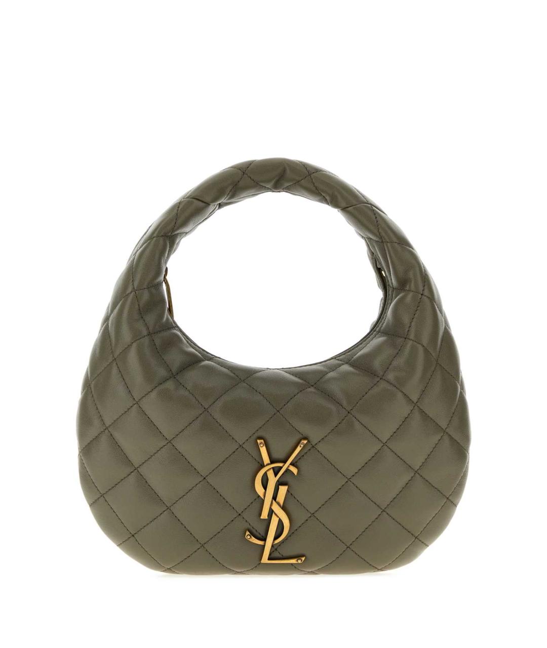 SAINT LAURENT Зеленая сумка с короткими ручками из канвы, фото 1