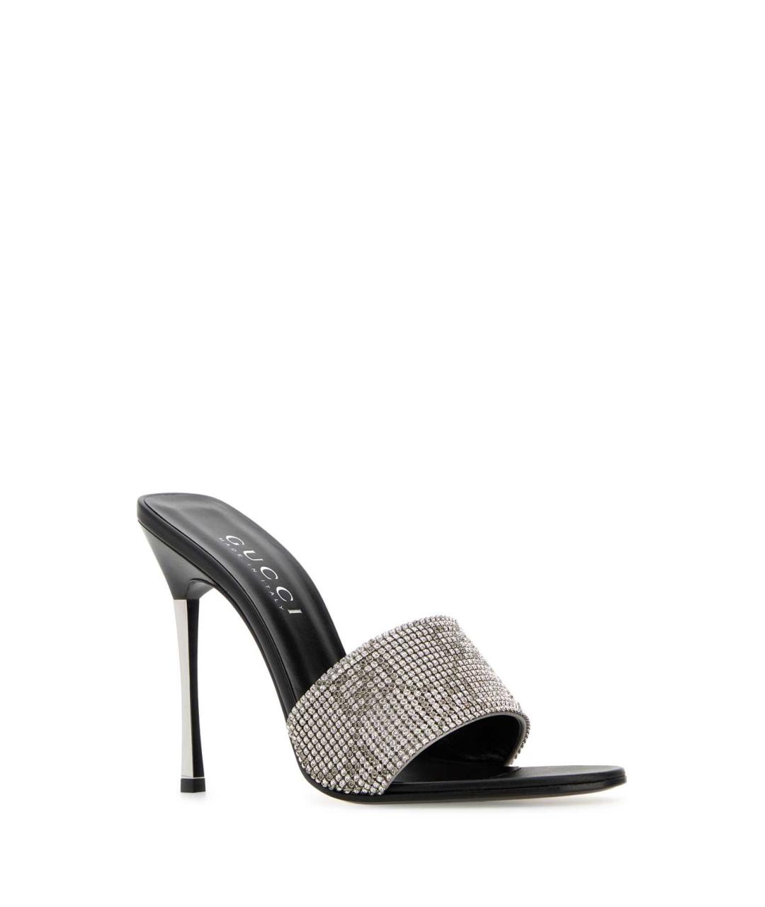 GUCCI Серебряные кожаные мюли, фото 2