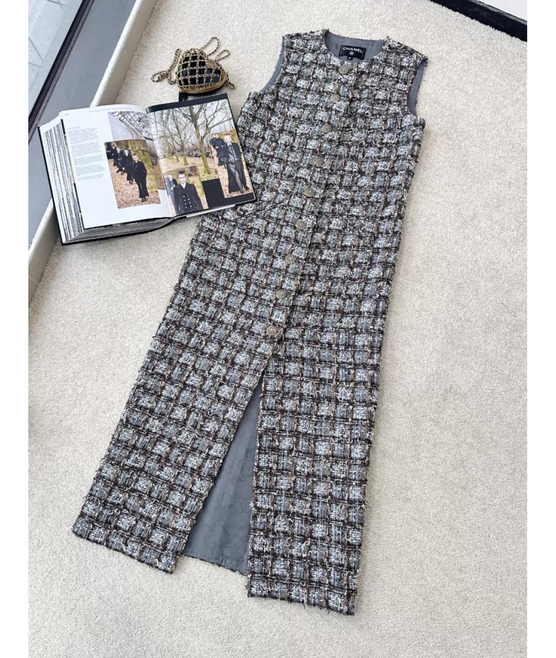 CHANEL Серый твидовый жилет, фото 2