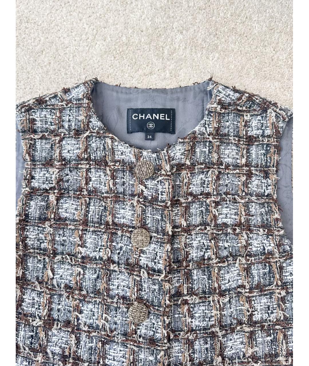 CHANEL Серый твидовый жилет, фото 3