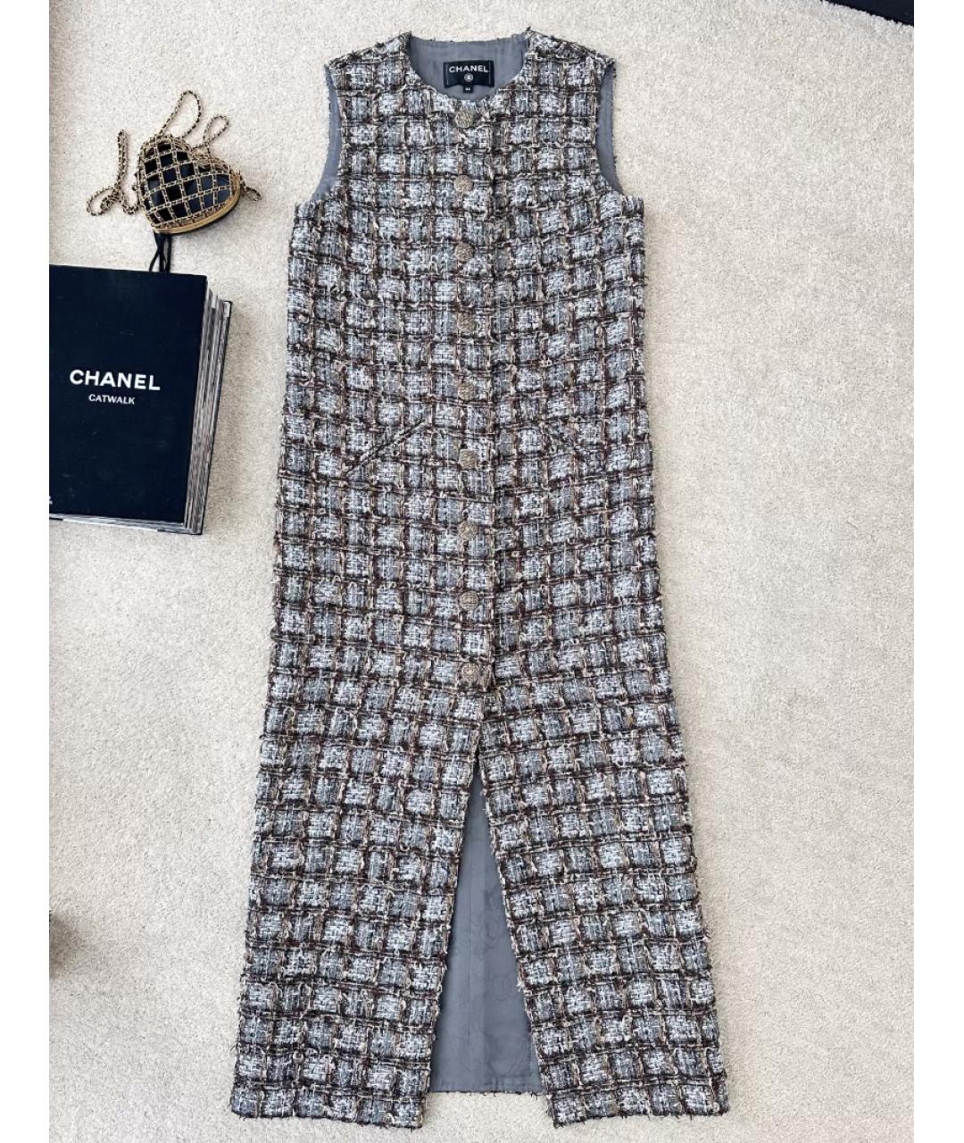 CHANEL Серый твидовый жилет, фото 6