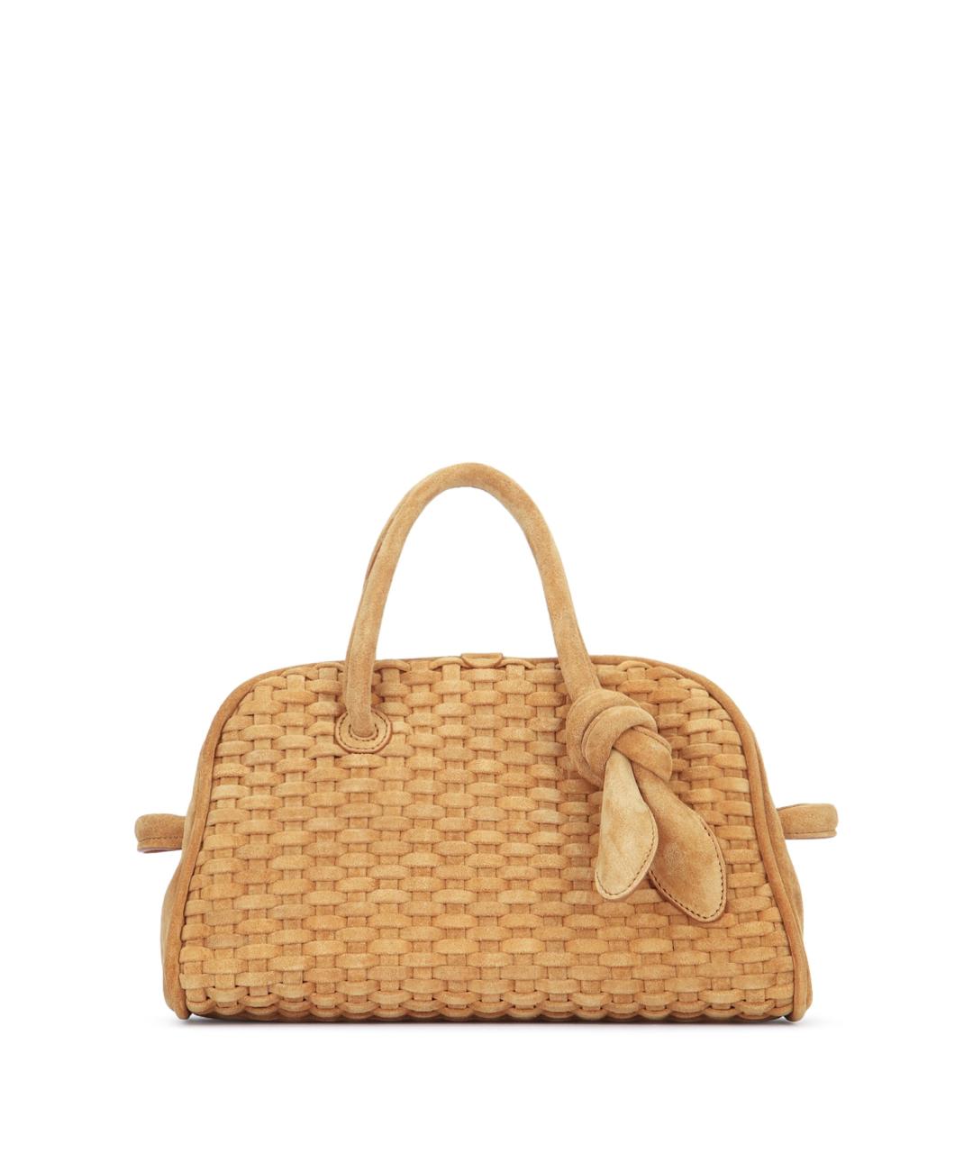 JACQUEMUS Бежевая замшевая сумка с короткими ручками, фото 1