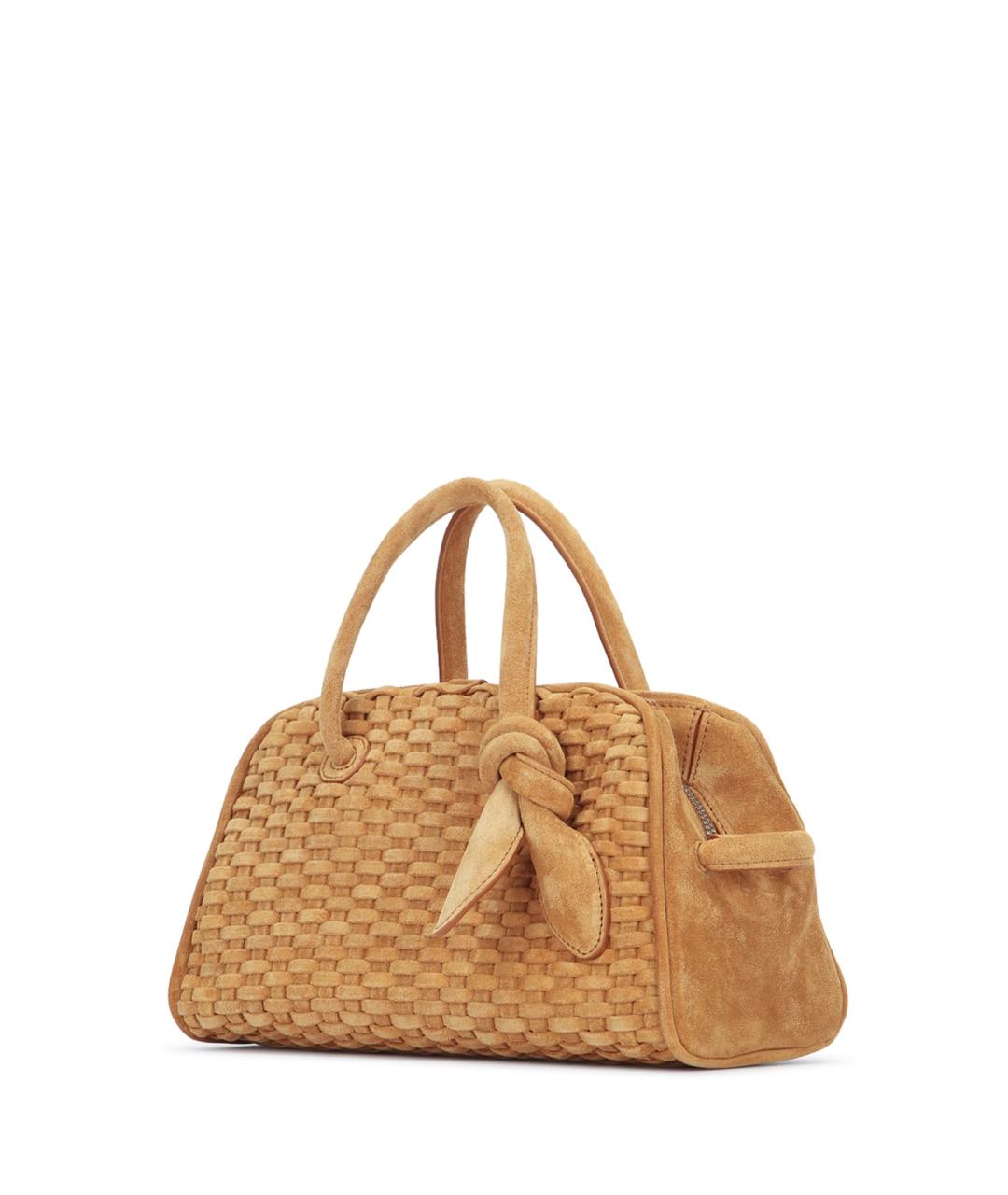 JACQUEMUS Бежевая замшевая сумка с короткими ручками, фото 2