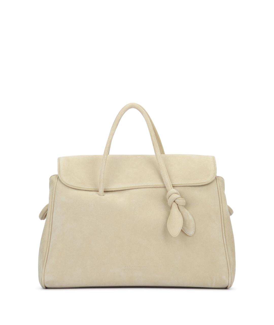 JACQUEMUS Бежевая замшевая сумка на плечо, фото 1