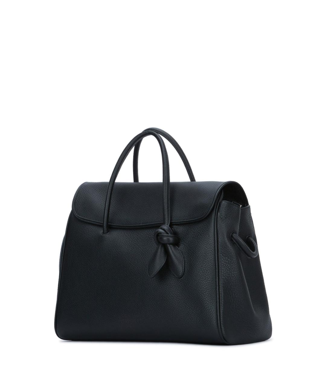 JACQUEMUS Черная кожаная сумка тоут, фото 2