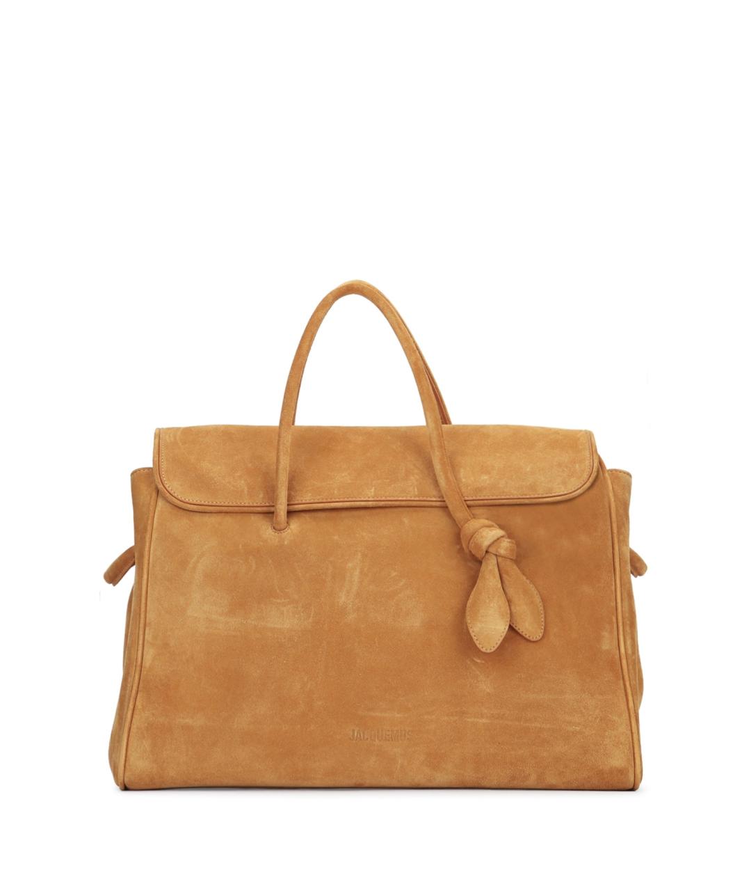 JACQUEMUS Бежевая замшевая сумка тоут, фото 1