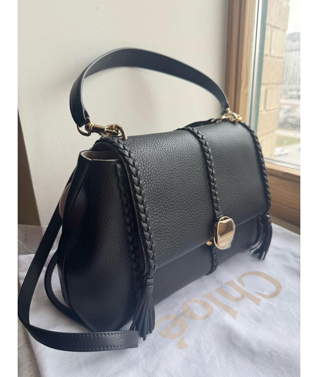 CHLOE Черная кожаная сумка через плечо, фото 2